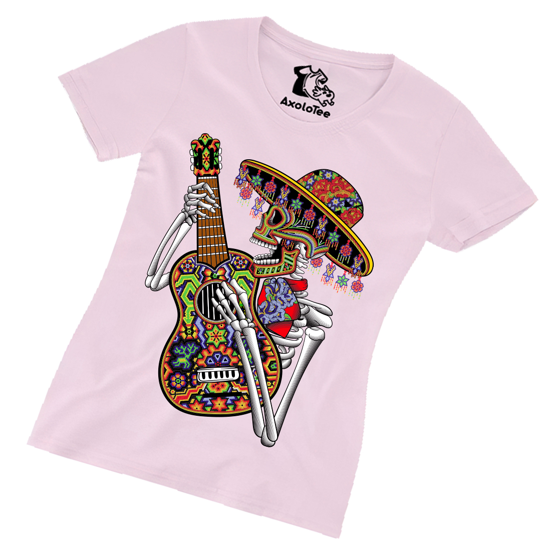 AxoloTee Playera Dama - Guitarrista Huichol