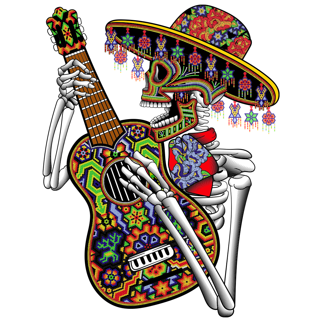 AxoloTee Playera Caballero - Guitarrista Huichol