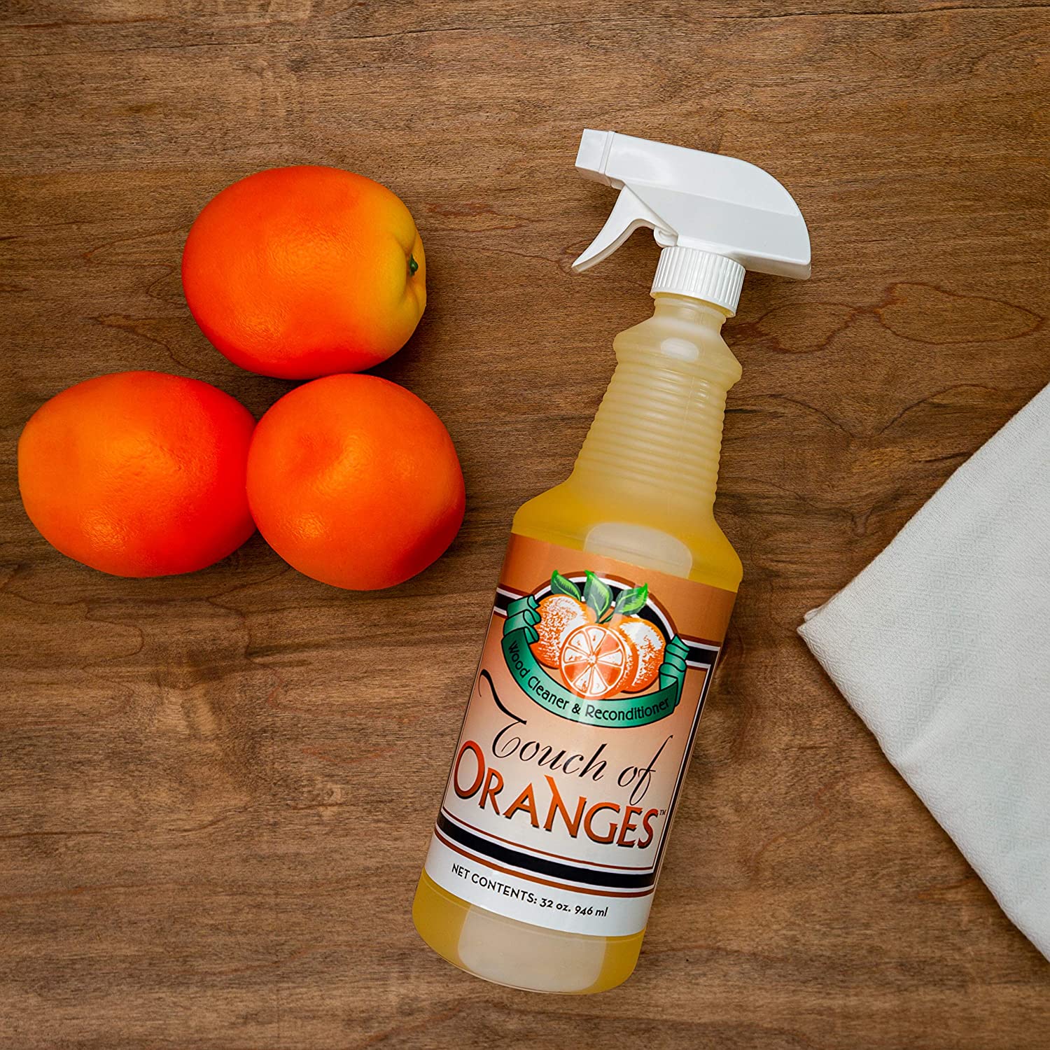 TOUCH OF ORANGES - Aceite de Naranja Real Limpiador e Hidratador de Madera, Muebles de Madera, Pisos de Madera 946ml