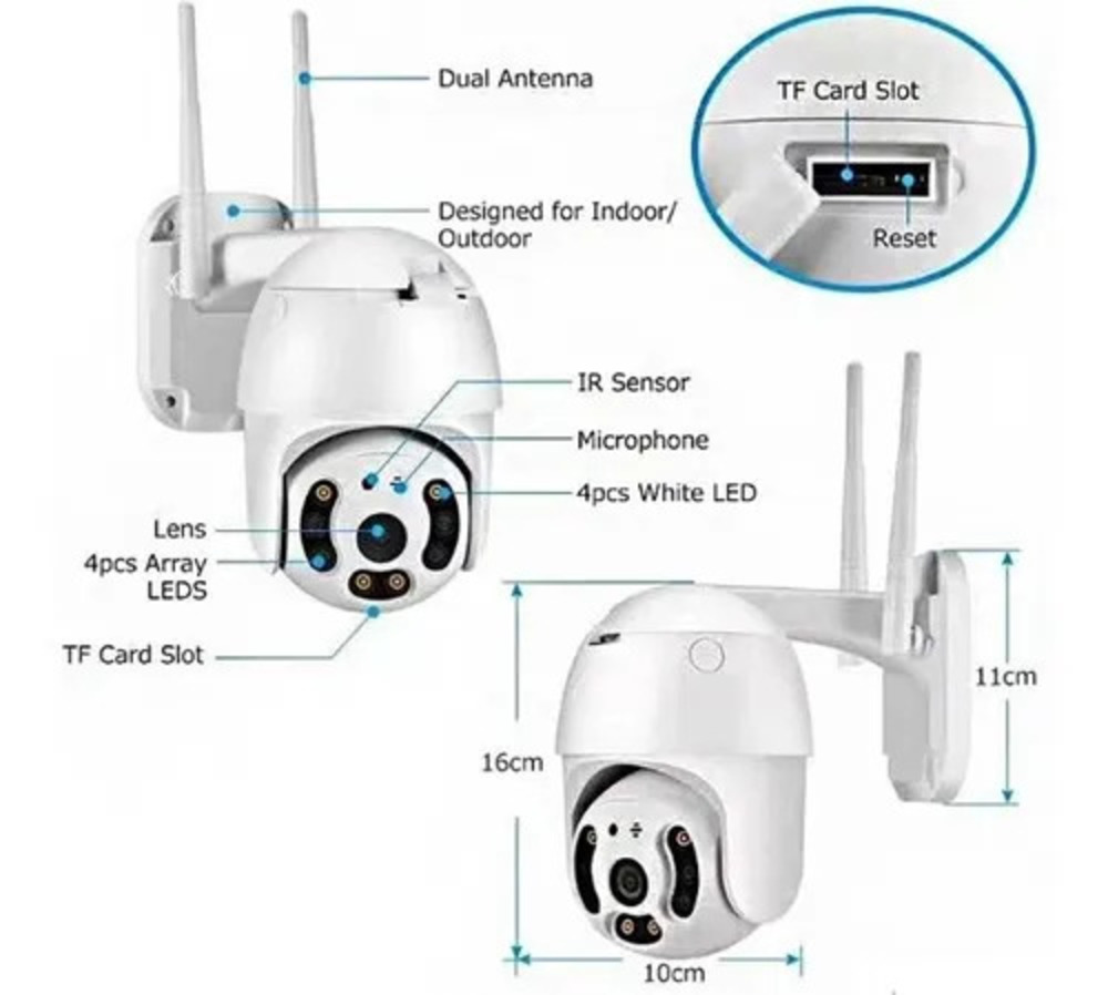 Cámara De Seguridad Wifi N8-200w Luz Led Ip Resiste Lluvia Para