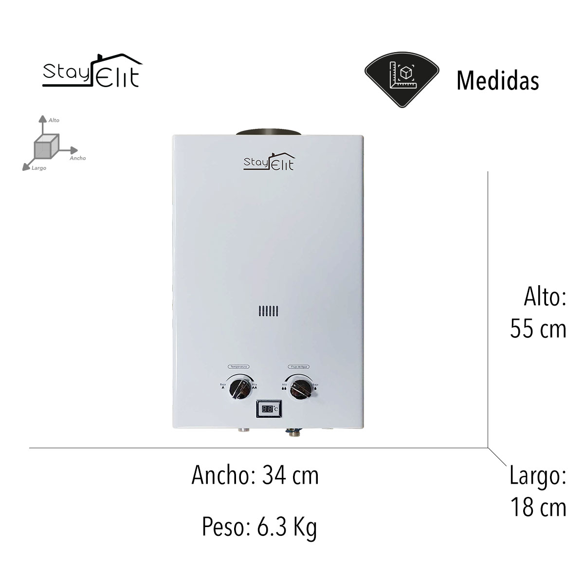 CALENTADOR DE AGUA TIPO INSTANTANEO 2 SERVICIOS STAY ELIT