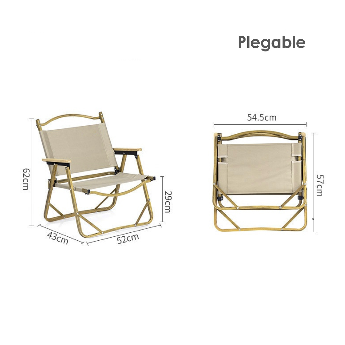 Silla de Camping de Metal Plegable Silla Portátil para Exterior Ligera (negro)