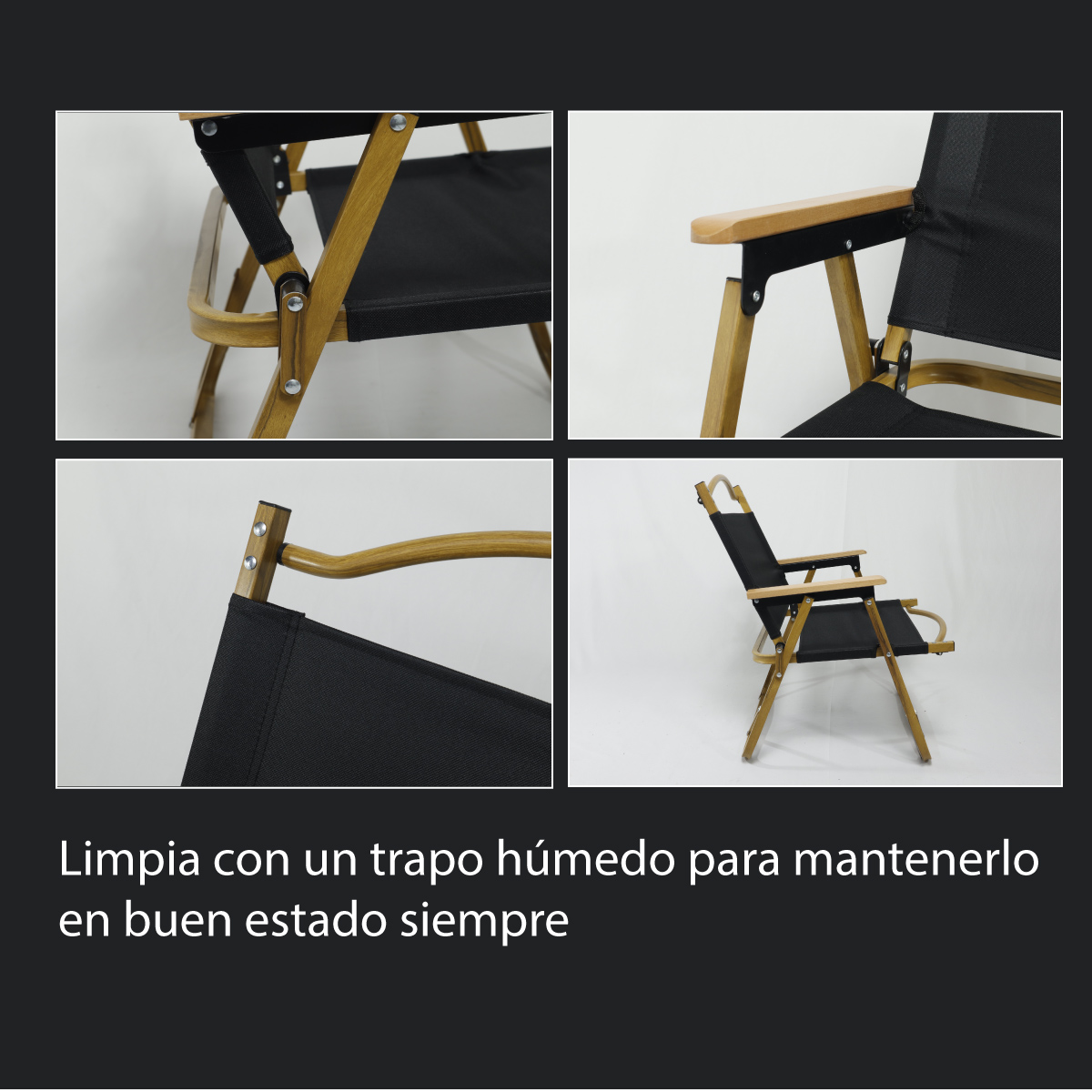 Silla de Camping de Metal Plegable Silla Portátil para Exterior Ligera (negro)