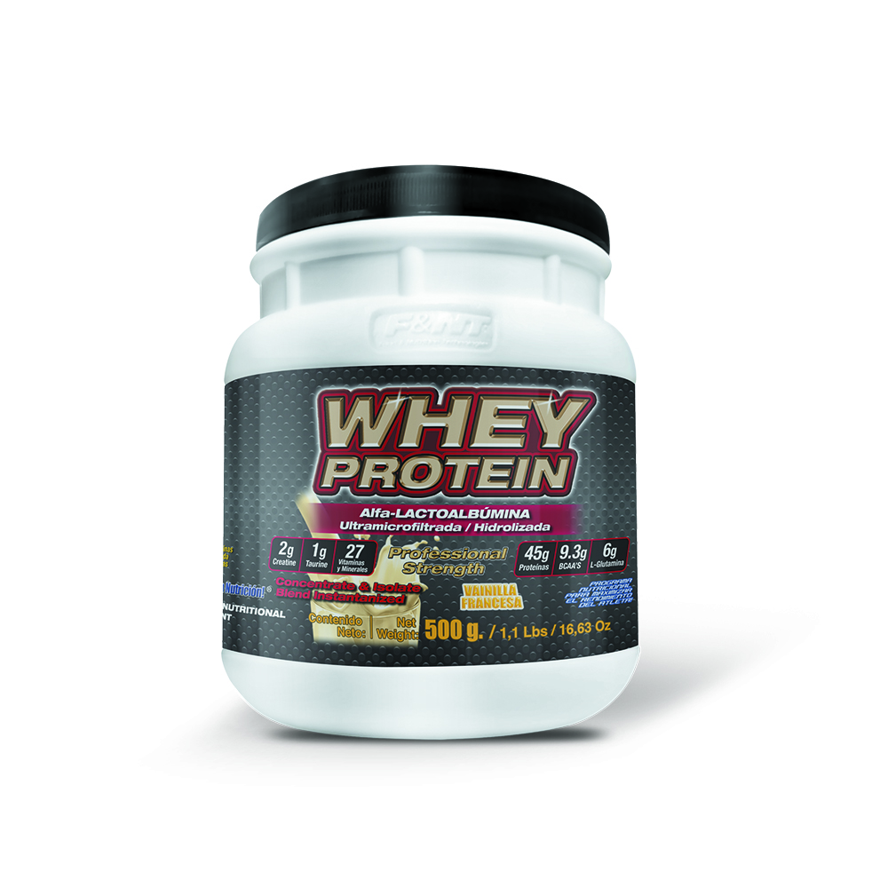 Proteína Whey Protein 500 Gr 1.1 Lbs 45g P/s Sabor Vainilla francesa F&nt