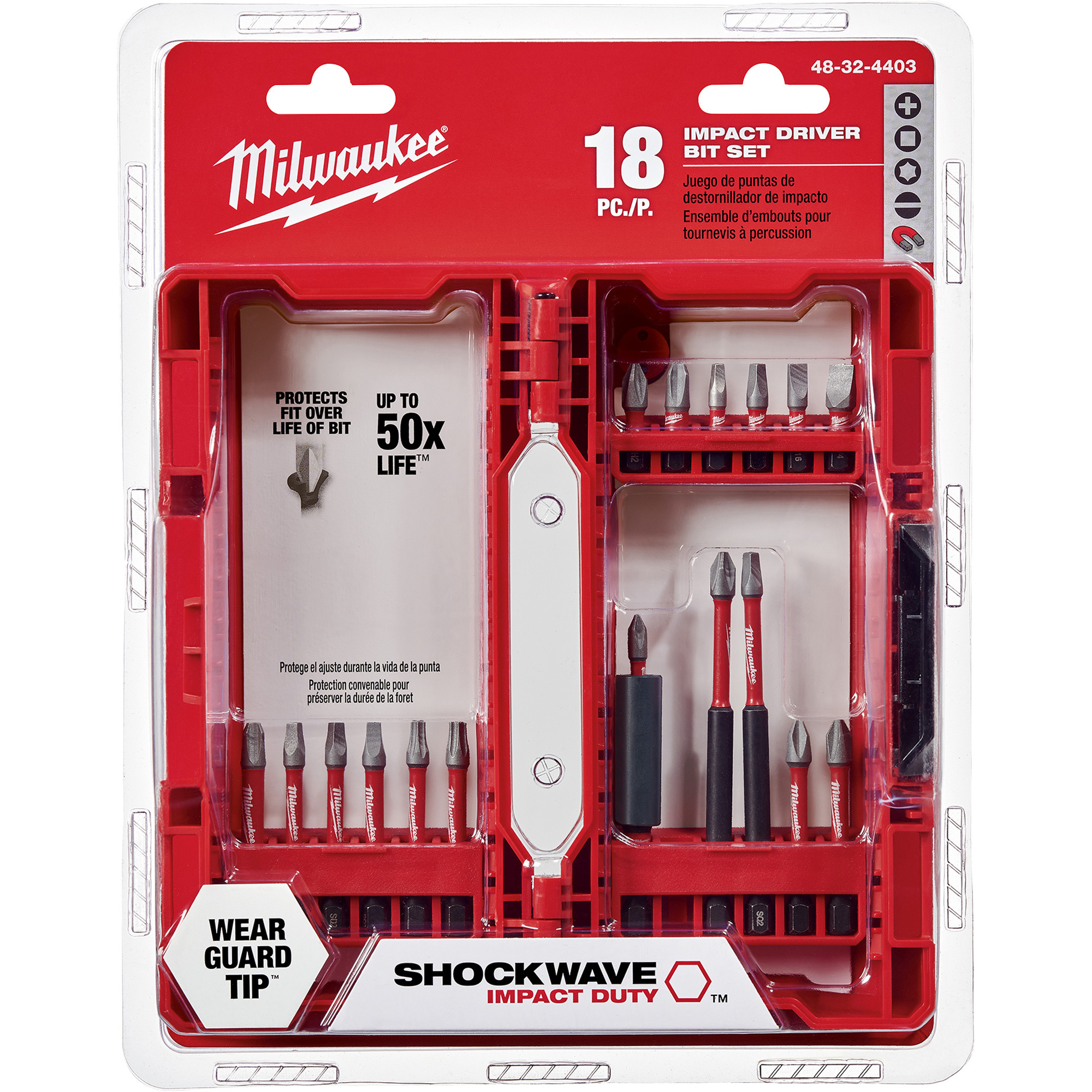 Juego de puntas 18pc impacto para taladro Milwaukee