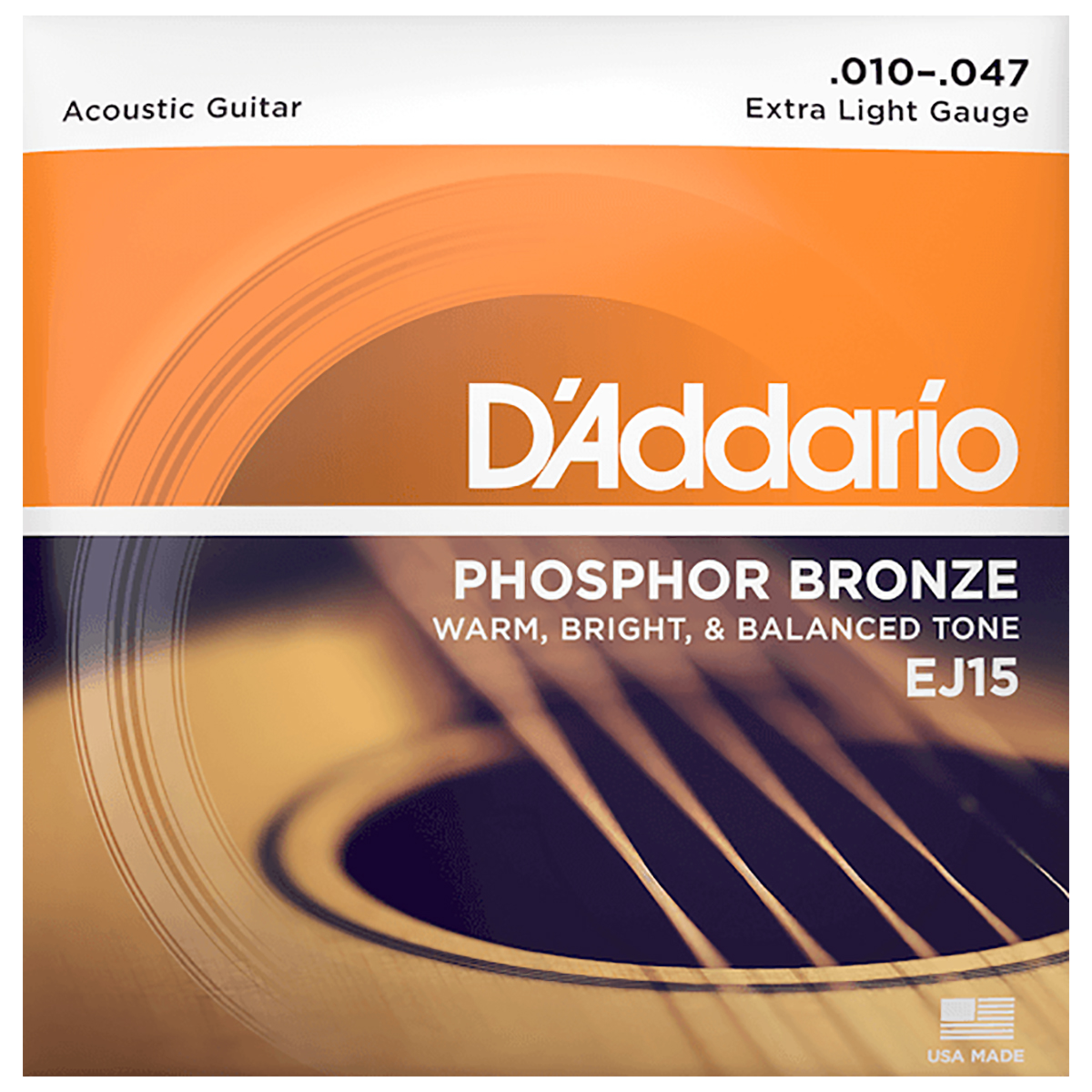 Cuerdas Para Guitarra Acústica Phosphor Bronze D'Addario 10-47 EJ15