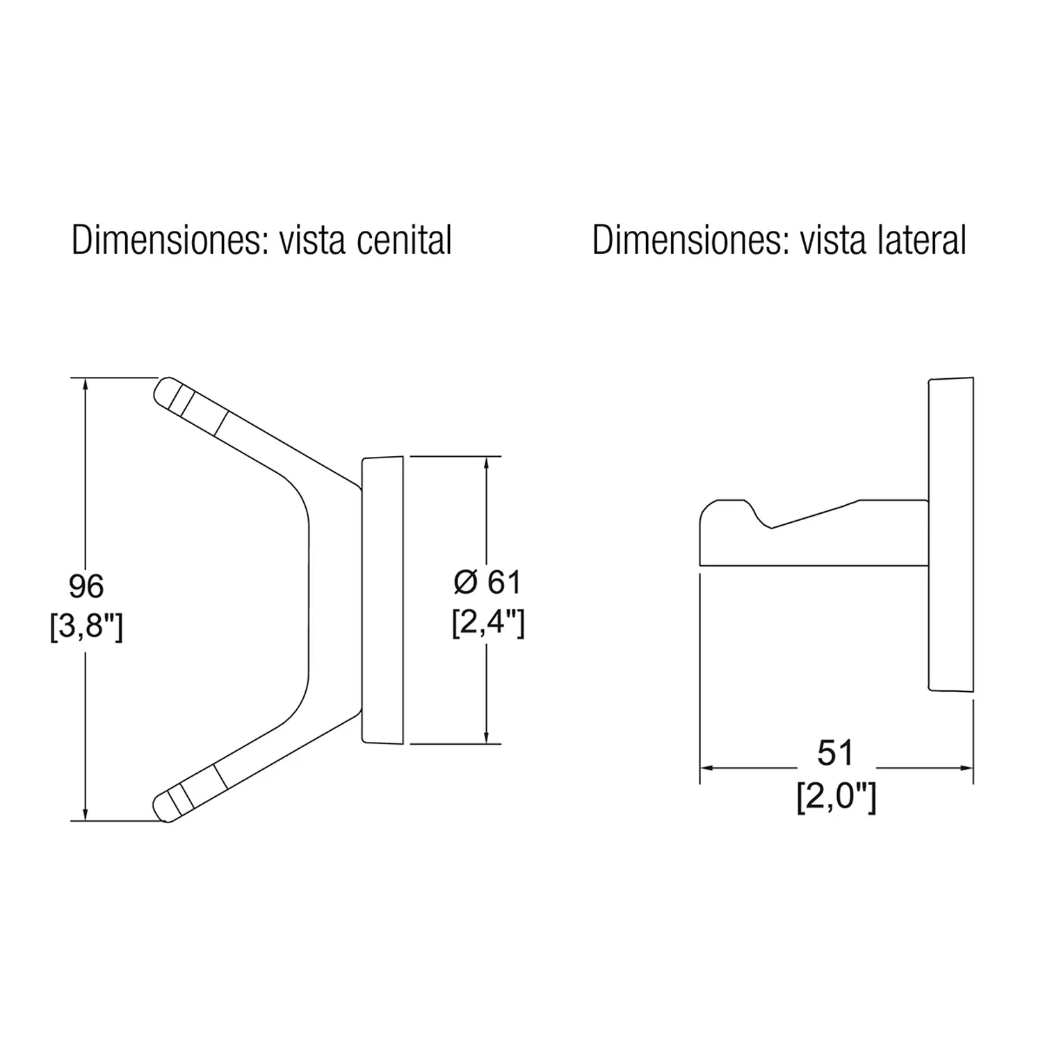 Gancho Doble Helvex Clásica Ii Modelo 206 Latón Cromado