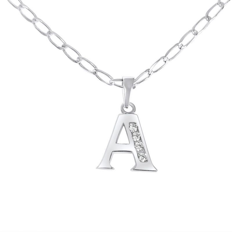 Collar de Inicial Authshine de Plata Ley 925 con Circonia Letra A para Mujer