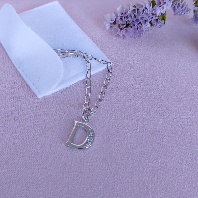 Collar de Inicial Authshine de Plata Ley 925 con Circonia Letra V para Mujer