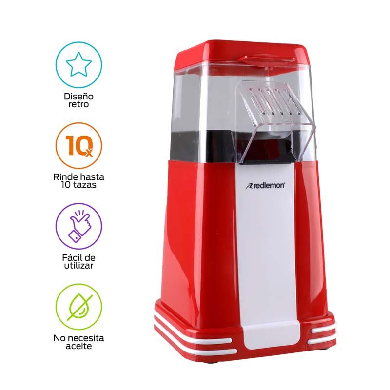 Máquina de Palomitas Estilo Retro Palomera 10 Tazas (80 gramos) Redlemon