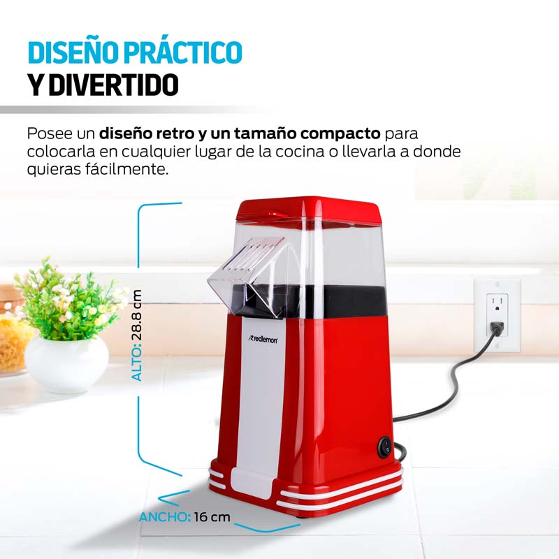 Máquina de Palomitas Estilo Retro Palomera 10 Tazas (80 gramos) Redlemon