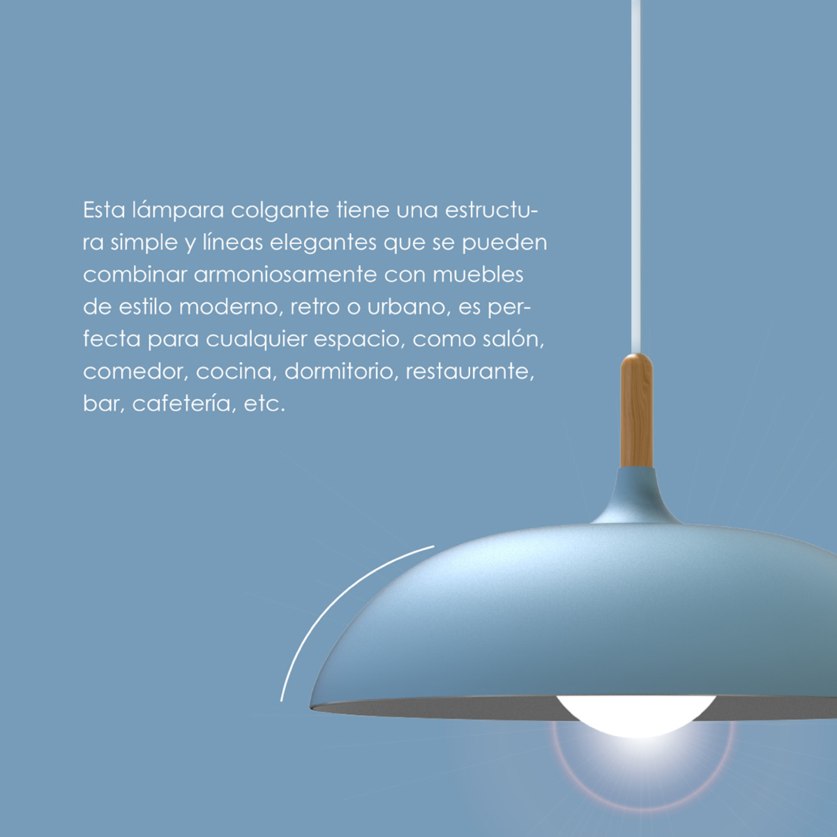 Lampara De Techo Colgante Macaron Retro Con Madera 40 Cm Diámetro
