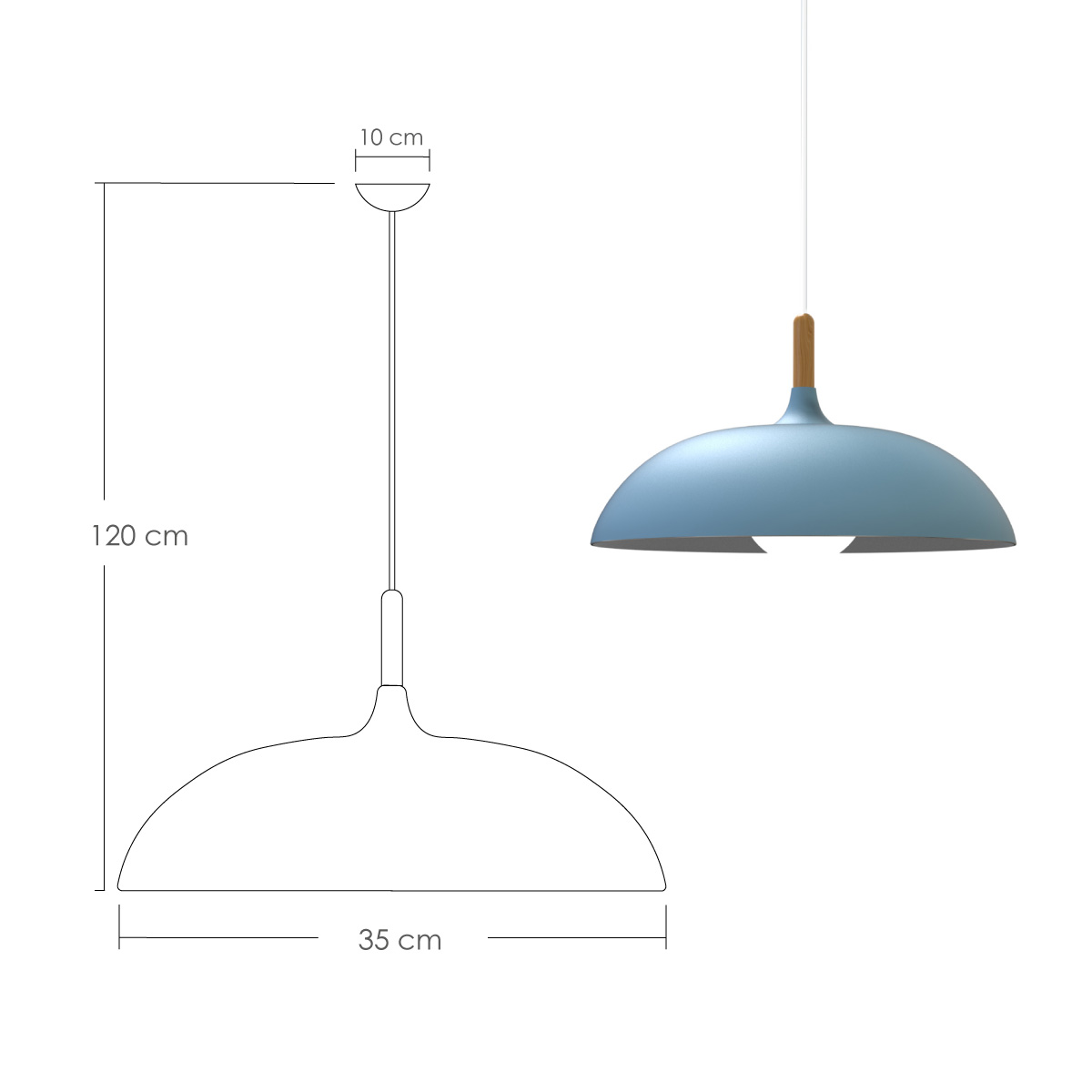Lampara De Techo Colgante Macaron Retro Con Madera 40 Cm Diámetro