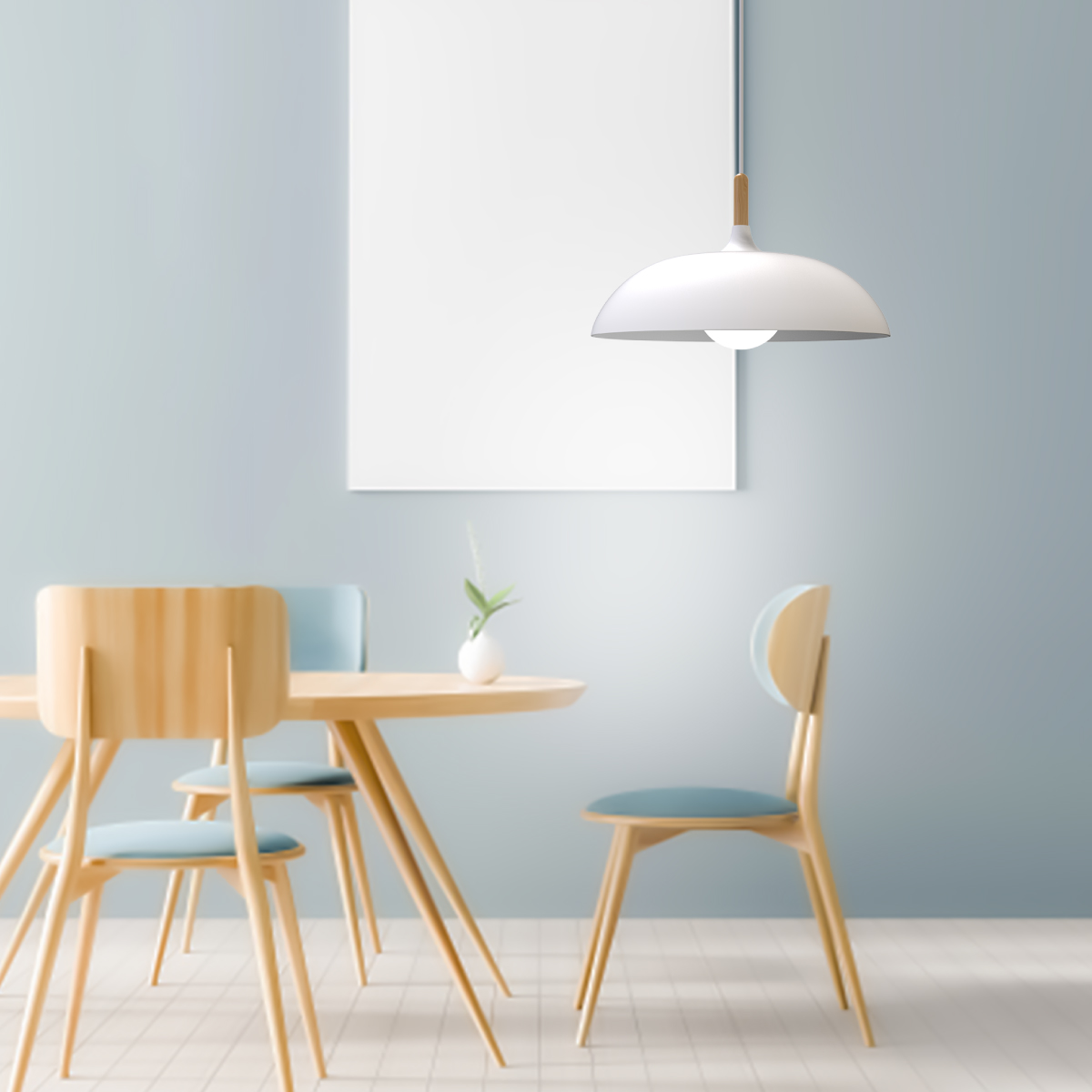 Lampara De Techo Colgante Macaron Retro Con Madera 40 Cm Diámetro