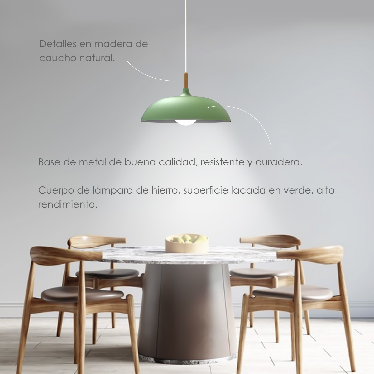 Lampara De Techo Colgante Macaron Retro Con Madera 40 Cm Diámetro