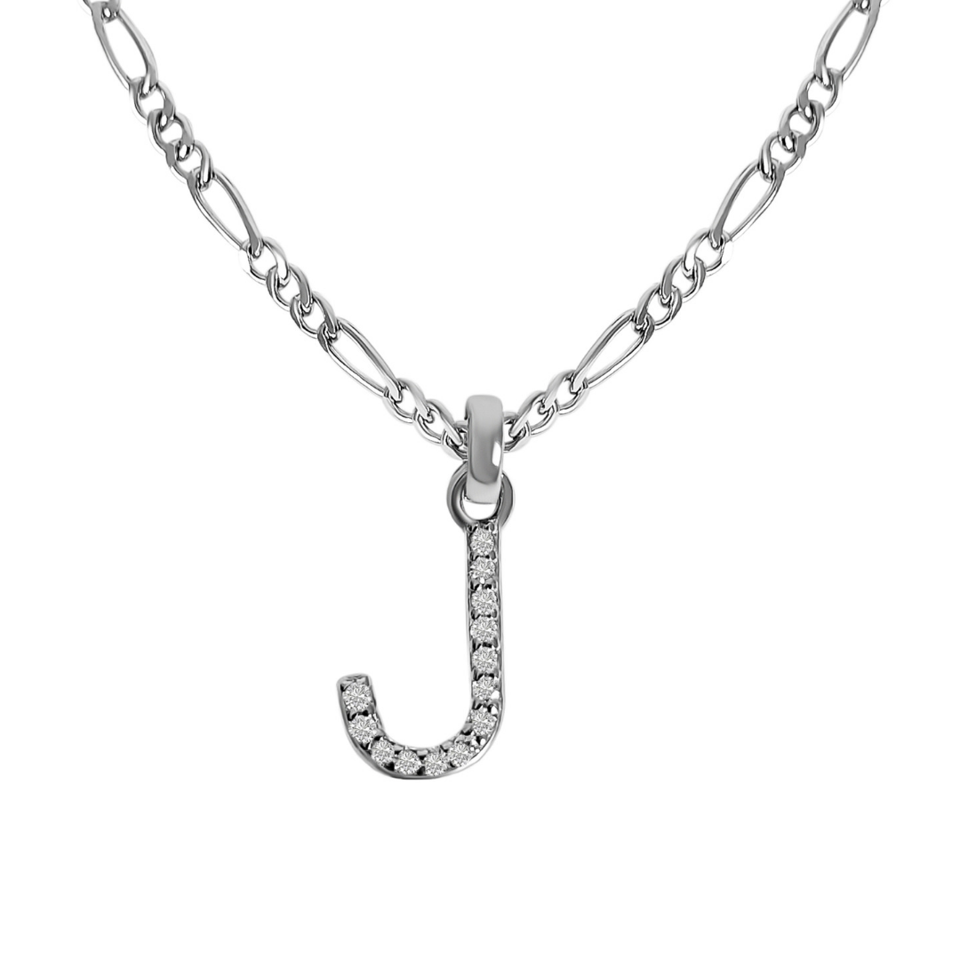 Collar de Inicial Authshine de Plata Ley 925 con Dije de Circonia Cúbica Letra J para Mujer