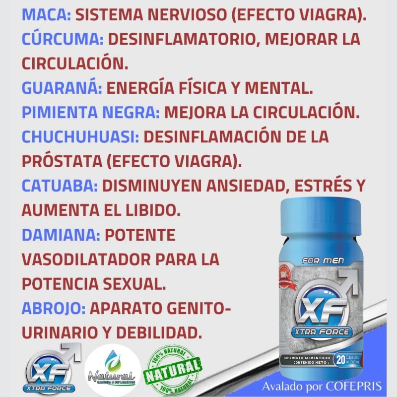 Próstata Sana, Xtraforce 100% Garantizado Frasco 20 Cápsulas