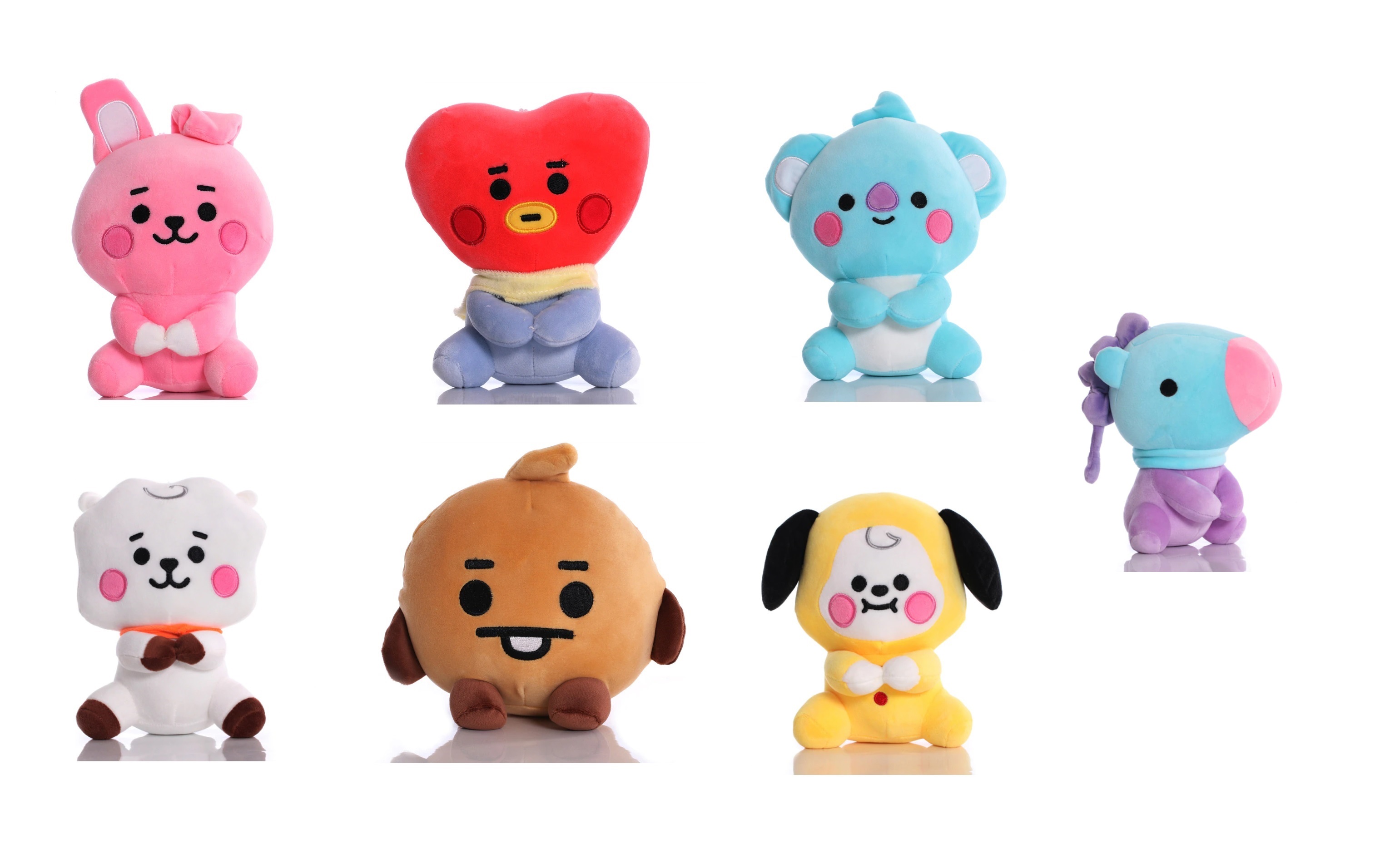 Bt21 Bts Paquete De 7 Peluches Tata Cookie Chimmy Mang RJ Shooky Koya