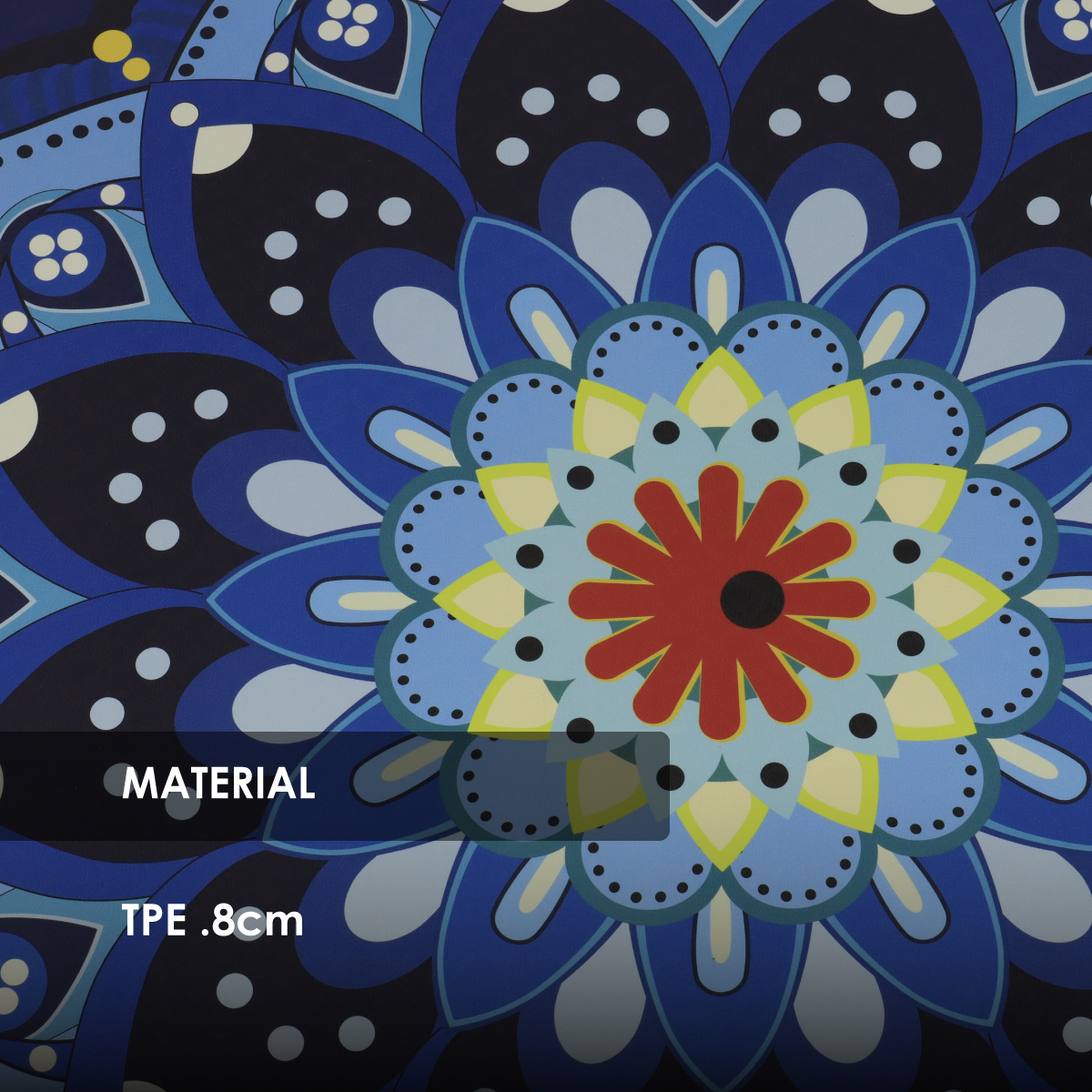 Esterilla de yoga antideslizante, tapete de yoga portátil 183x80 cm TPE alta densidad (mar de loto)