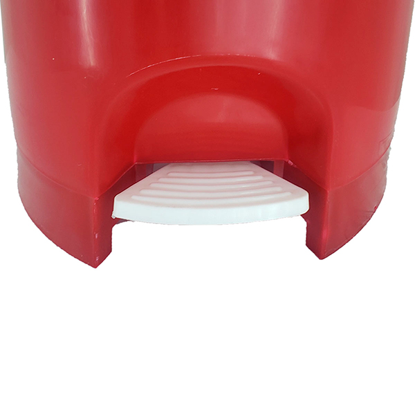 Bote de plástico rojo con pedal para desechos de RPBI y cubrebocas A1 EBP21 fabricado en poliestireno  21 Litros capacidad color Rojo
