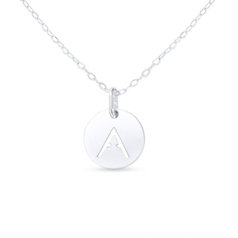 Collar de Inicial Authshine de Plata Ley 925 con Dije Redondo Letra A para Mujer