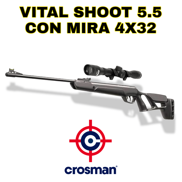 Rifle Deportivo Crosman Vital Shot 5.5 800fps + Mira 4x32 + Diábolos  