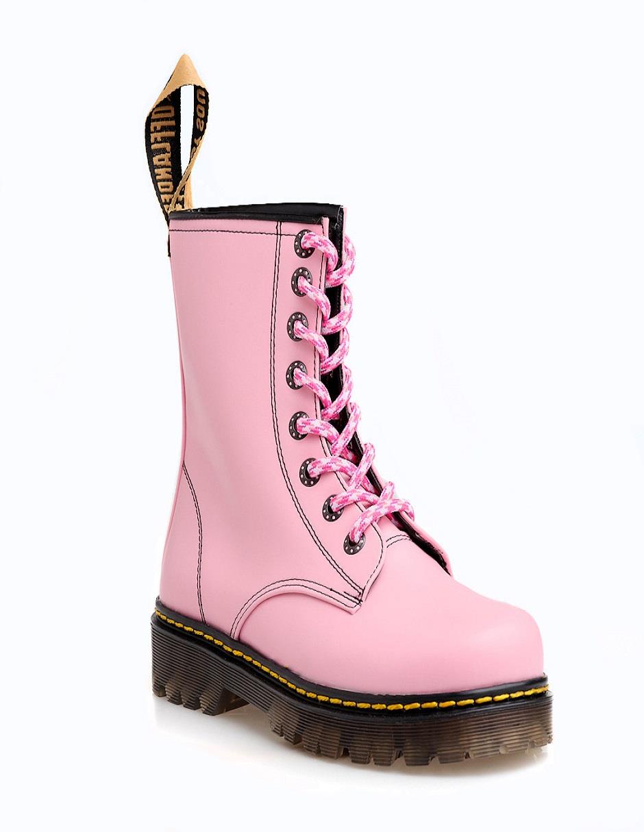 Botas Hombre Rockeras Rosas con Plataforma Bota Urbana Larga