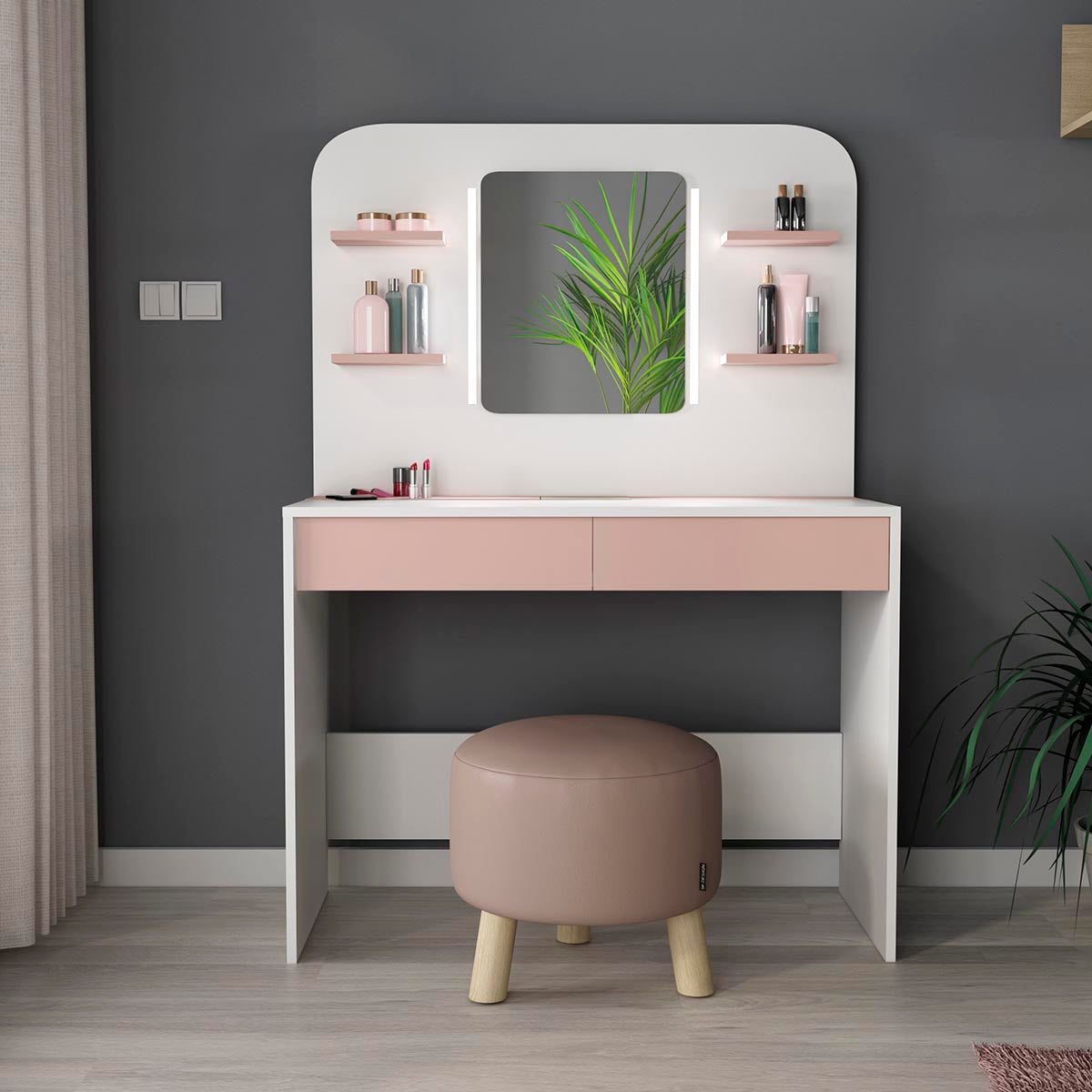 Tocador Tecret Blanco y Rosa - Kessa