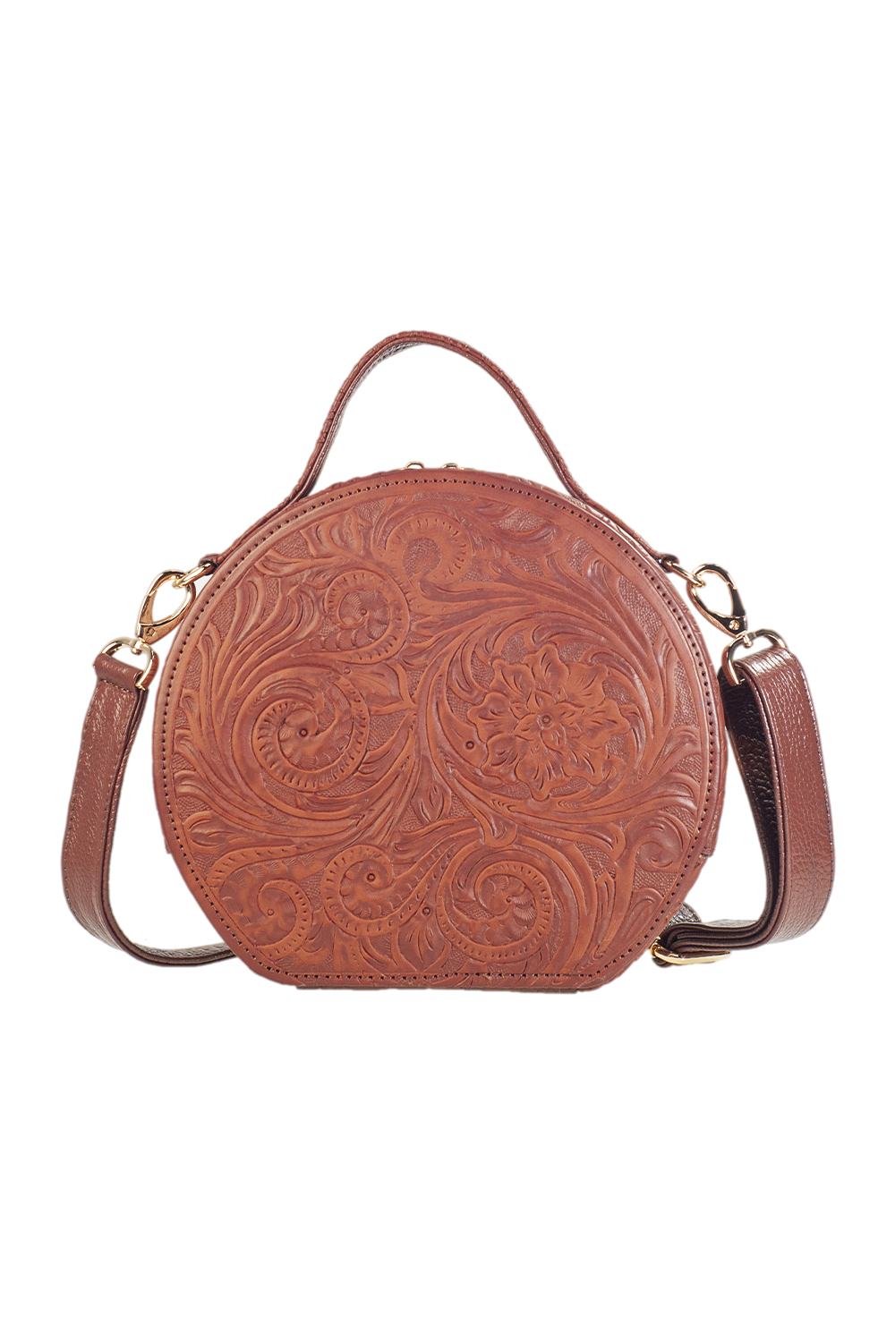 Bolso Crossbody ANGELOZANO de Piel Vacuna  con Bordado Artesanal de Flores Modelo Quetzal