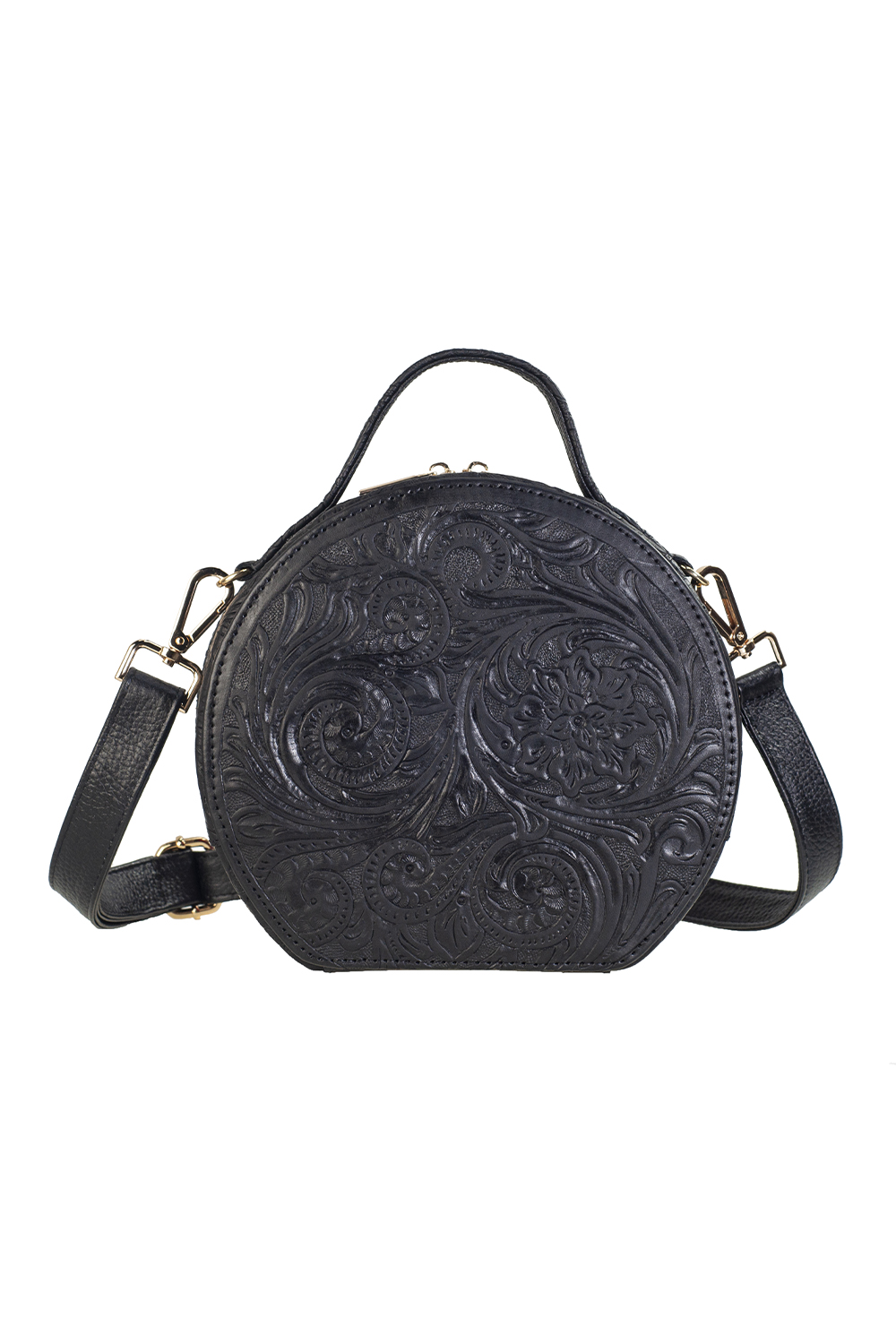 Bolso Crossbody ANGELOZANO de Piel Vacuna  con Bordado Artesanal de Flores Modelo Quetzal