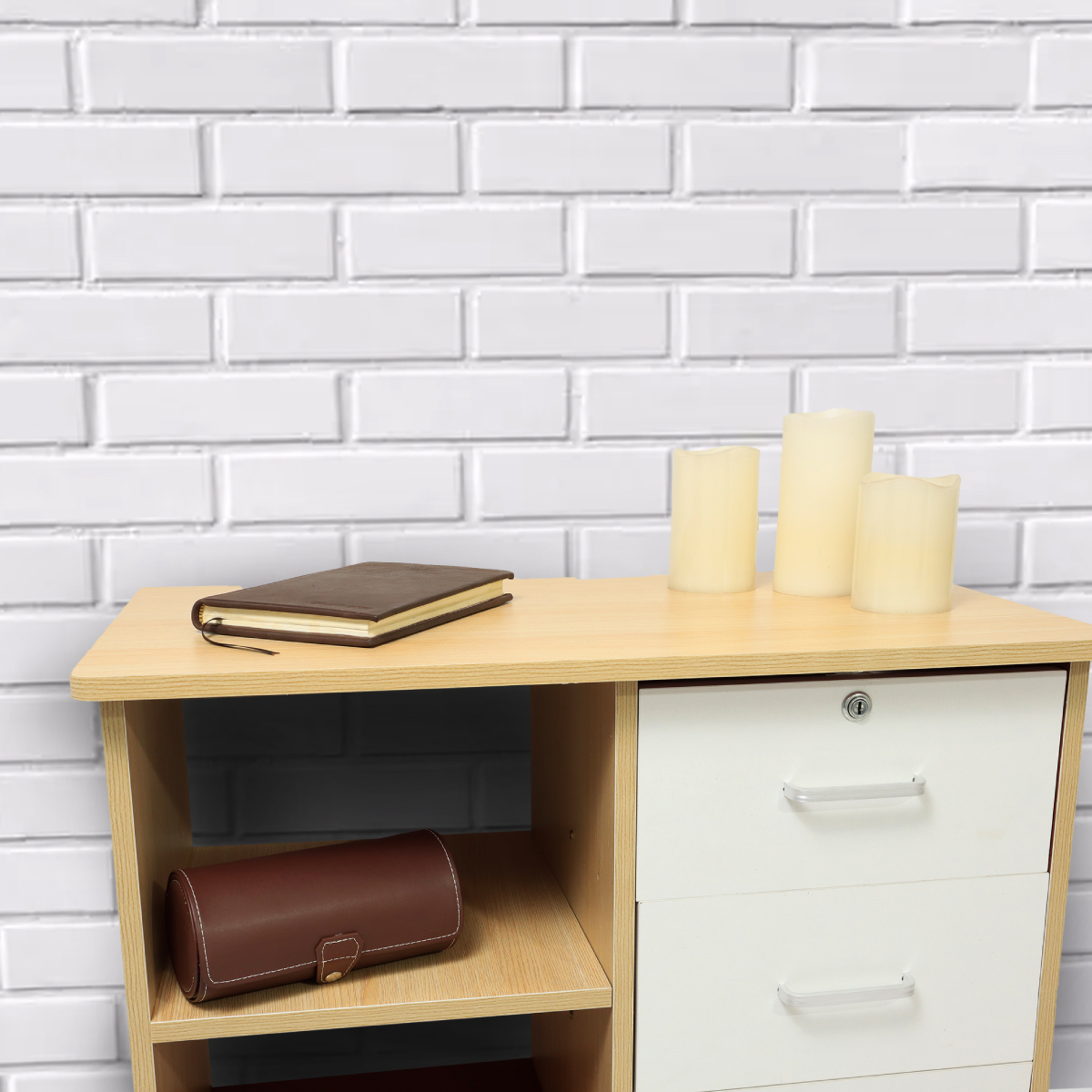 Ilios Innova Gabinete de Almacenamiento, archivero móvil con cajón de Cerradura Soporte para Impresora y estantes Mueble para oficina.