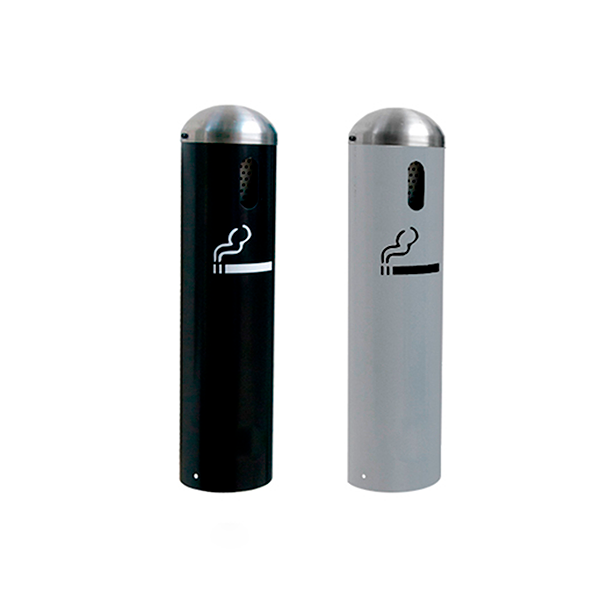 Cenicero metálico de pared Art Center Avenue 309024 color gris con tapa en acero inoxidable y rejilla para apagado de cigarros