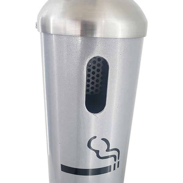 Cenicero metálico de pared Art Center Avenue 309024 color gris con tapa en acero inoxidable y rejilla para apagado de cigarros