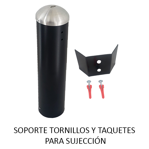 Cenicero metálico para exterior de pared Art Center Avenue 309023 color Negro con rejilla para apagar cigarros y tapa en acero inoxidable