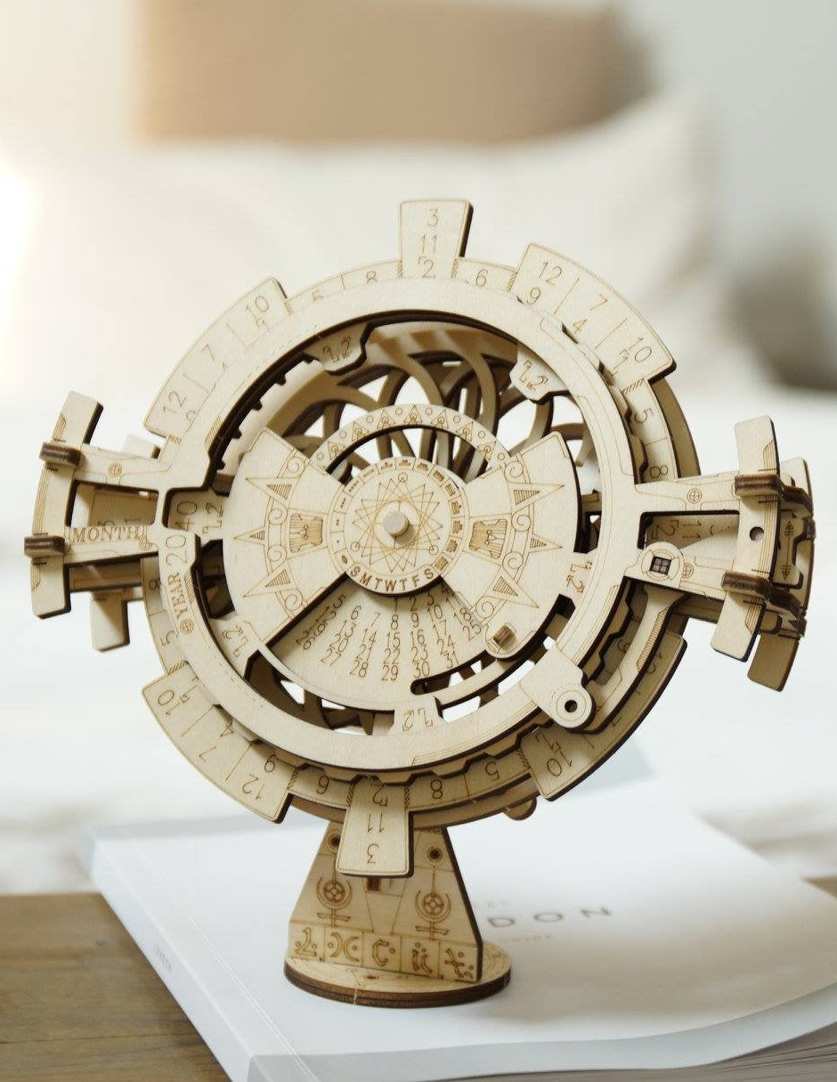 Calendario Perpetuo Robotime Engranes Madera Móvil Bloques LK201