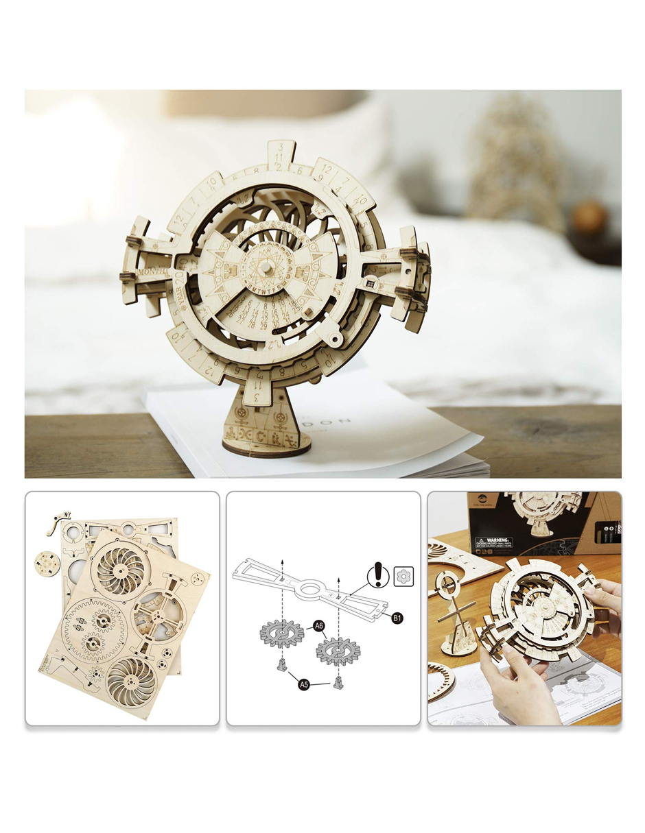 Calendario Perpetuo Robotime Engranes Madera Móvil Bloques LK201