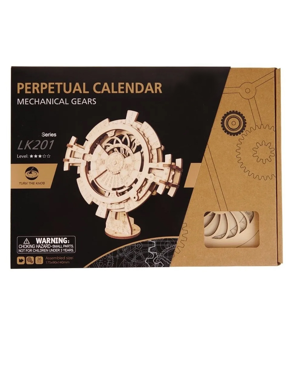 Calendario Perpetuo Robotime Engranes Madera Móvil Bloques LK201