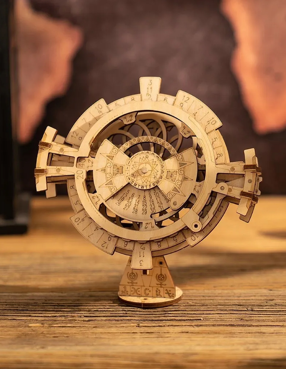 Calendario Perpetuo Robotime Engranes Madera Móvil Bloques LK201