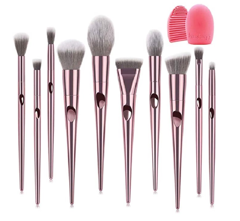 Conjunto de Brochas Maquillaje, 10 Piezas Color Rosa