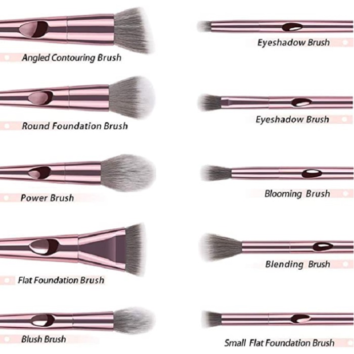 Conjunto de Brochas Maquillaje, 10 Piezas Color Rosa