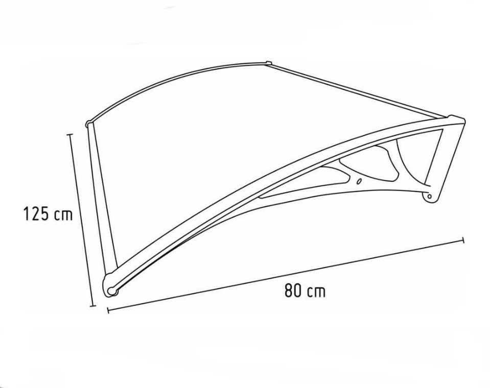 Toldo Techo de Policarbonato para Puerta O Ventana 125 X 80 cm Aleros