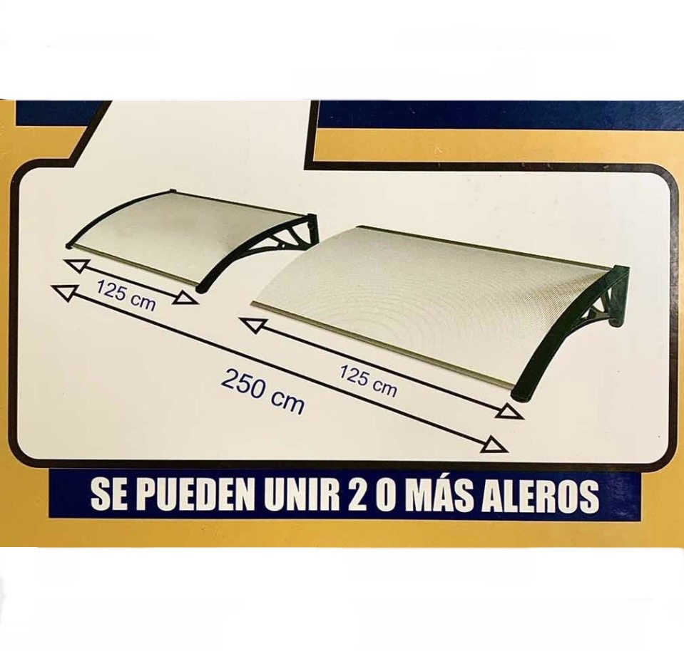Toldo Techo de Policarbonato para Puerta O Ventana 125 X 80 cm Aleros