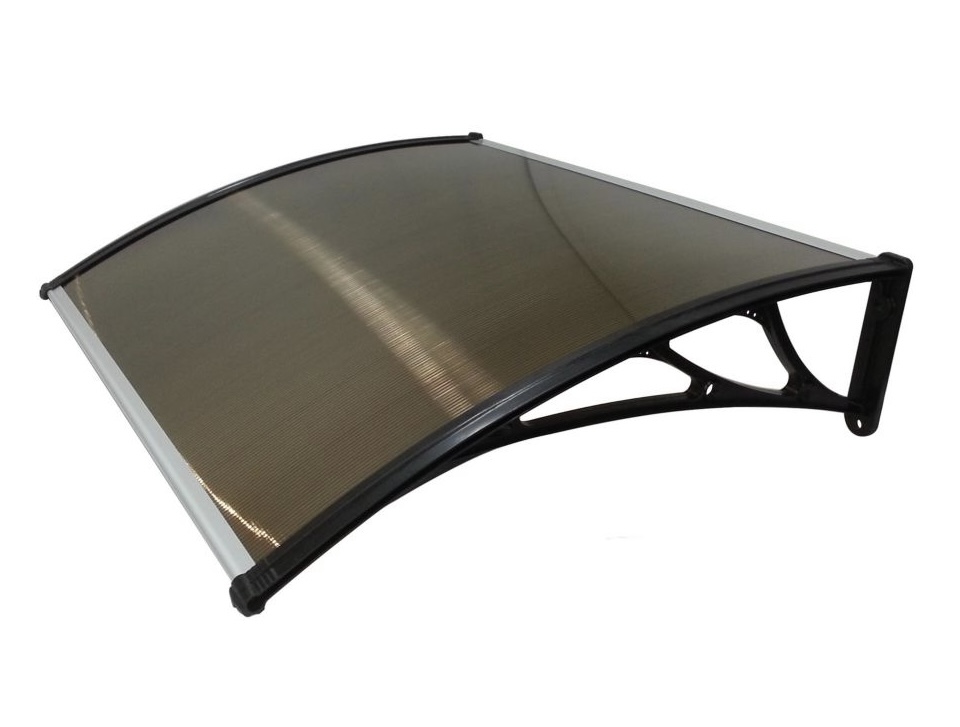 Toldo Techo de Policarbonato Cafe para Puerta O Ventana 125 X 70 cm Aleros