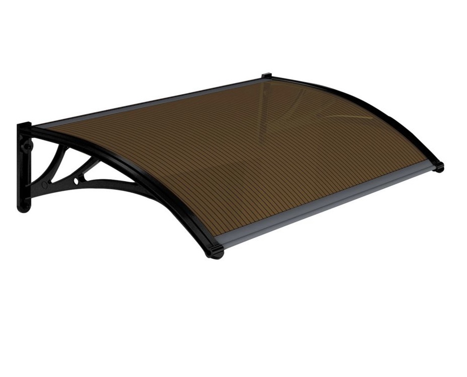 Toldo Techo de Policarbonato Cafe para Puerta O Ventana 125 X 70 cm Aleros