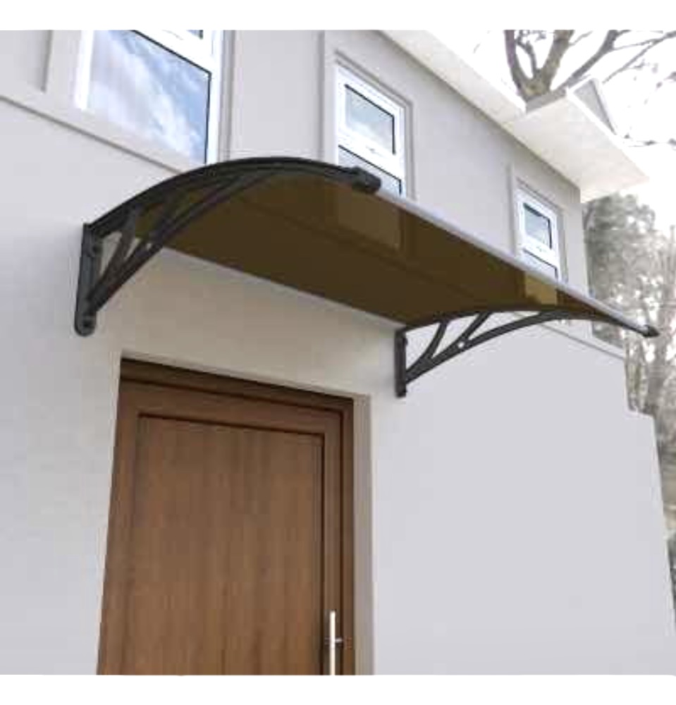 Toldo Techo de Policarbonato Cafe para Puerta O Ventana 125 X 70 cm Aleros