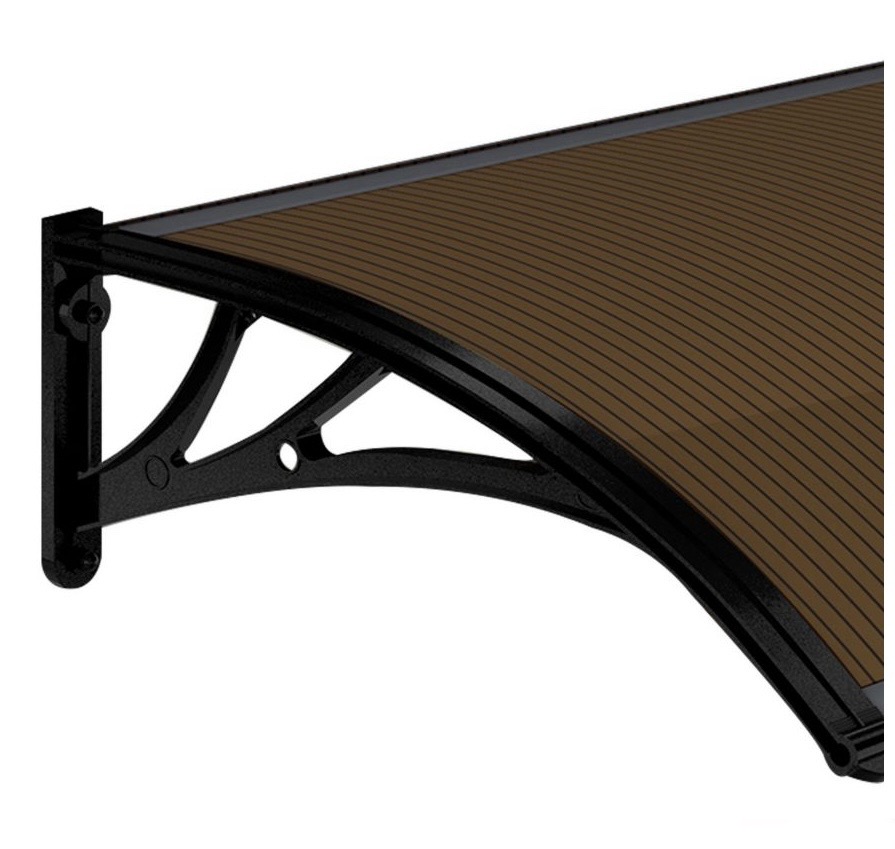 Toldo Techo de Policarbonato Cafe para Puerta O Ventana 125 X 70 cm Aleros