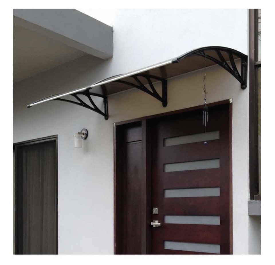 Toldo Techo de Policarbonato Cafe para Puerta O Ventana 125 X 70 cm Aleros