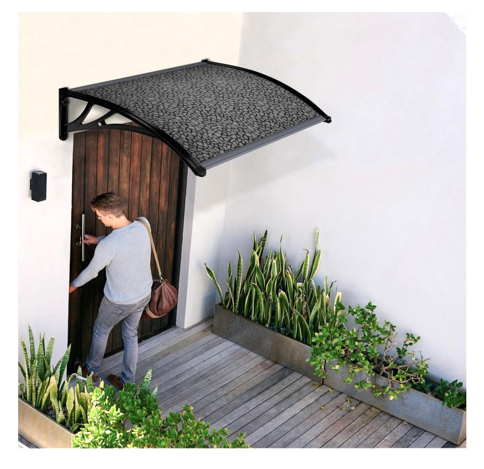 Toldo Techo de Policarbonato Tipo Vitral para Puerta O Ventana 125 X 70 Cm Aleros