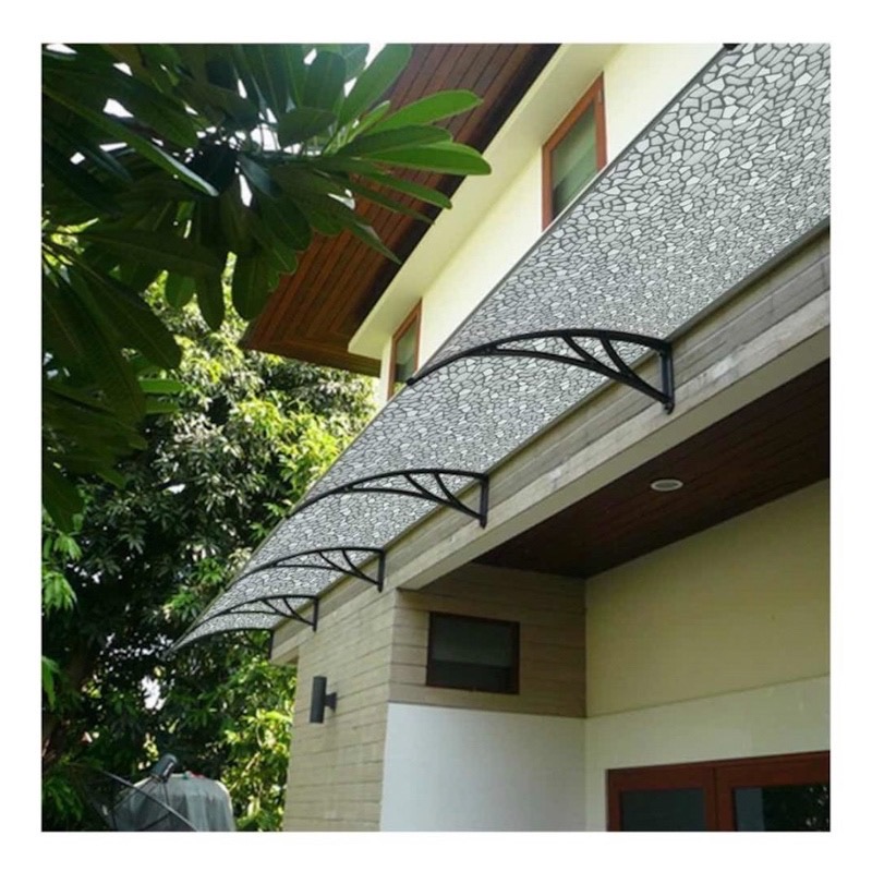 Toldo Techo de Policarbonato Tipo Vitral para Puerta O Ventana 125 X 70 Cm Aleros