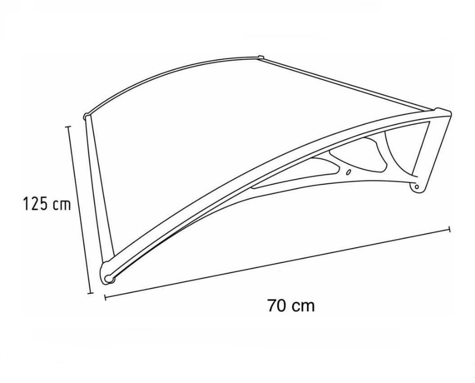 Toldo Techo de Policarbonato Tipo Vitral para Puerta O Ventana 125 X 70 Cm Aleros